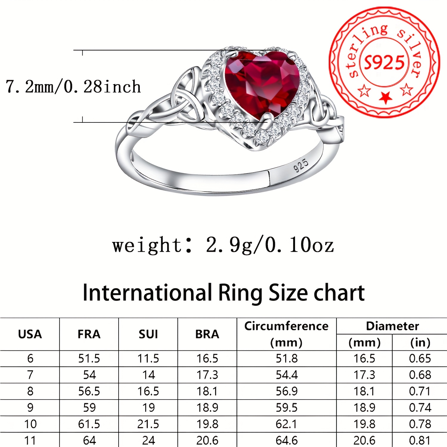 Women's Celtic Knot Ring with Synthetic Cubic Zirconia